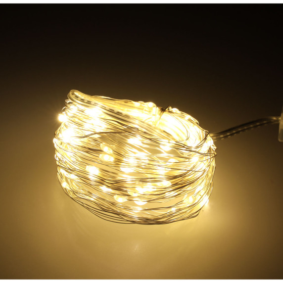 Dekoratív fénydrót 10m 100LED Inlea4fun - meleg fehér