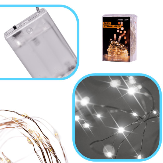 Ghirlandă decorative cu 100 LED -  Inlea4fun - alb rece