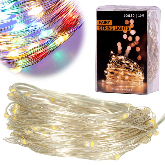 Vianočná reťaz 10 m 100 LED - viacfarebná