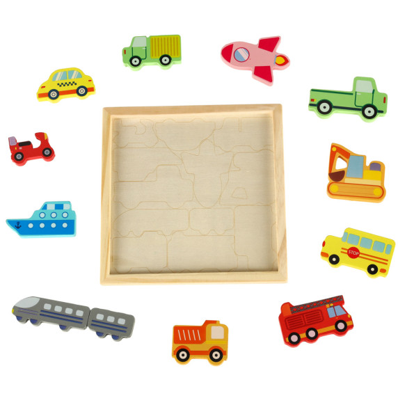 Drevené puzzle Vozidlá 12 dielikov Inlea4Fun
