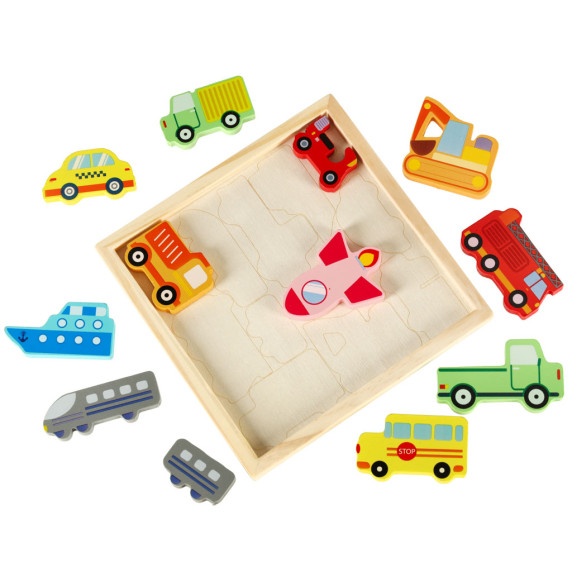 Drevené puzzle Vozidlá 12 dielikov Inlea4Fun