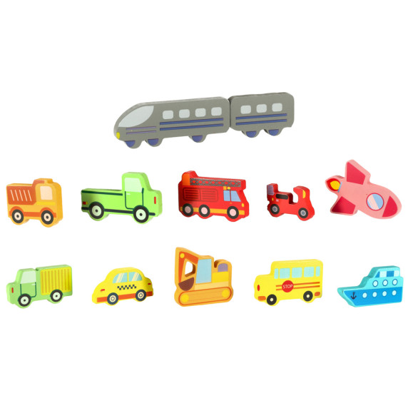 Drevené puzzle Vozidlá 12 dielikov Inlea4Fun
