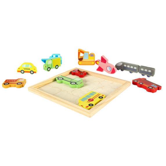 Drevené puzzle Vozidlá 12 dielikov Inlea4Fun