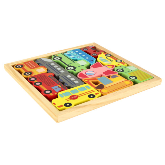 Drevené puzzle Vozidlá 12 dielikov Inlea4Fun