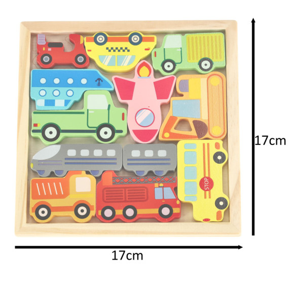 Drevené puzzle Vozidlá 12 dielikov Inlea4Fun