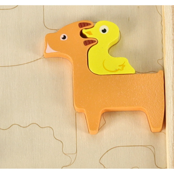 Puzzle din lemn - animale de fermă - 12 piese - Inlea4Fun