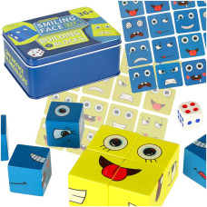 Puzzle cub din lemn Inlea4Fun - Inlea4Fun SMILING FACE - 