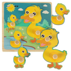 Drevená vkladačka - puzzle s rúčkami Inlea4Fun - kačička - 