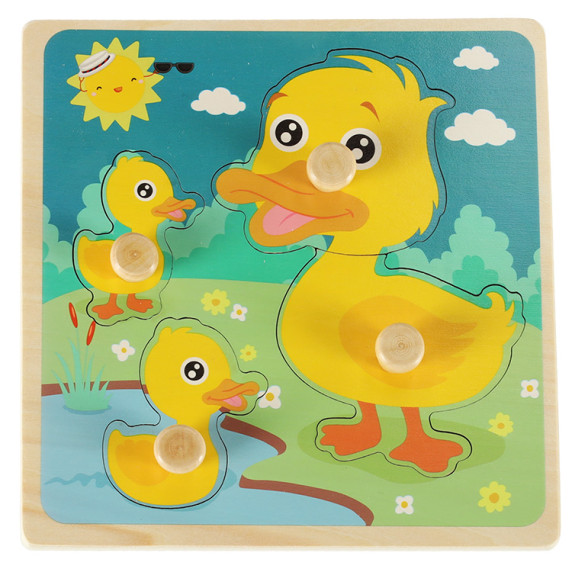 Drevená vkladačka - puzzle s rúčkami Inlea4Fun - kačička