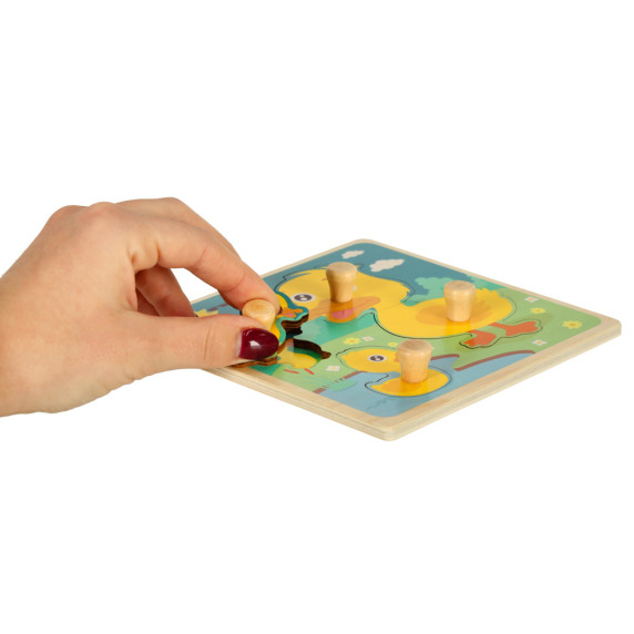 Drevená vkladačka - puzzle s rúčkami Inlea4Fun - kačička
