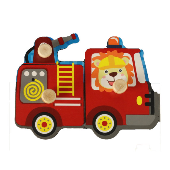 Inserție din lemn 3 buc - puzzle cu mânere - pompier