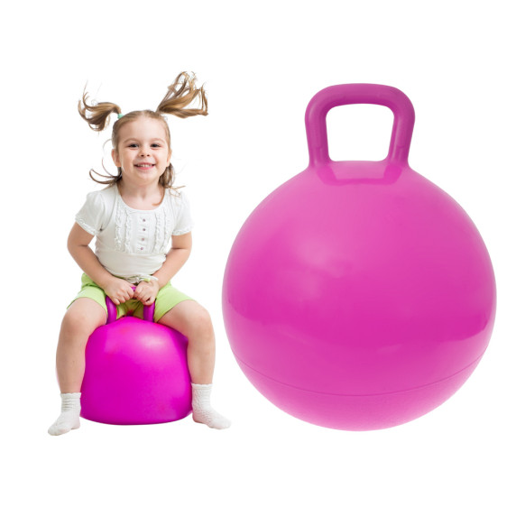 Detská skákacia lopta s madlom 45 cm - ružová