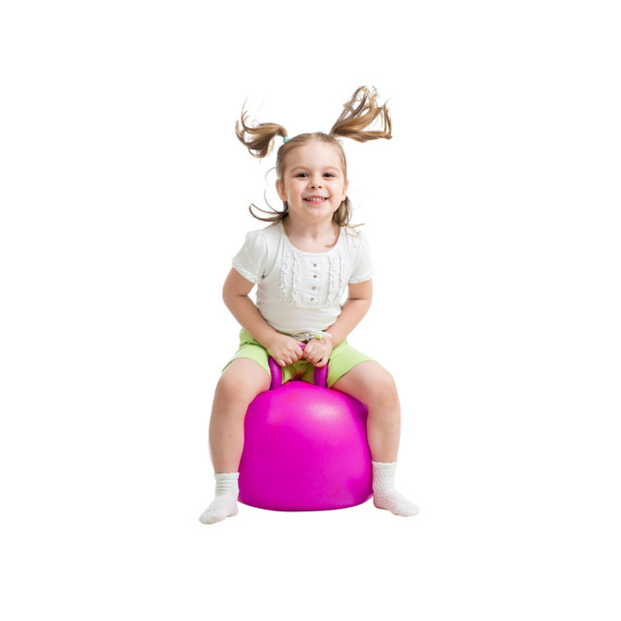 Detská skákacia lopta s madlom 45 cm - ružová