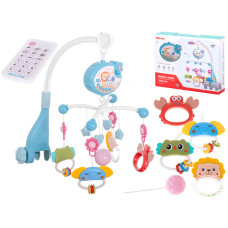 Cărusel interactiv pentru pătuț bebe cu telecomandă - Inlea4Fun NURSERY TOYS - albastru - 