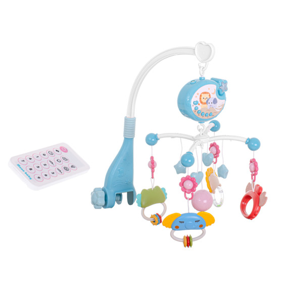 Cărusel interactiv pentru pătuț bebe cu telecomandă - Inlea4Fun NURSERY TOYS - albastru