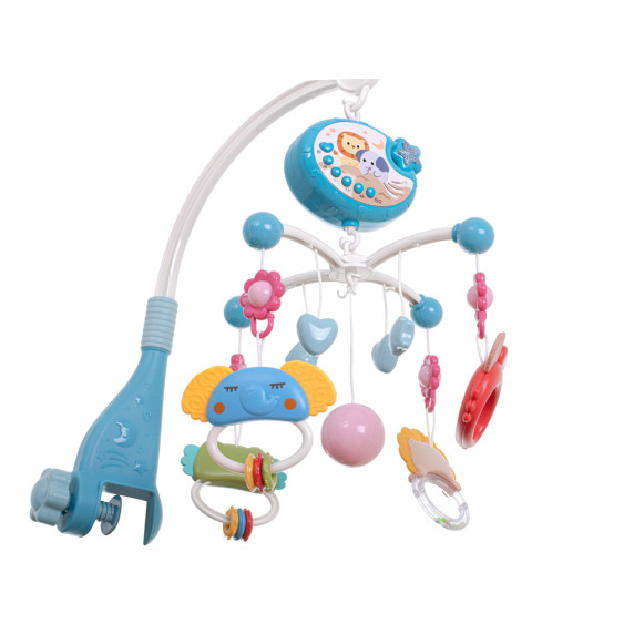 Cărusel interactiv pentru pătuț bebe cu telecomandă - Inlea4Fun NURSERY TOYS - albastru