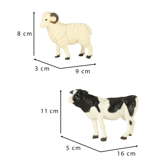 Sada 7 figúrok zvieratiek z farmy s podložkou a doplnkami Inlea4Fun HAPPY FARM