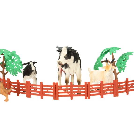 Sada 7 figúrok zvieratiek z farmy s podložkou a doplnkami Inlea4Fun HAPPY FARM