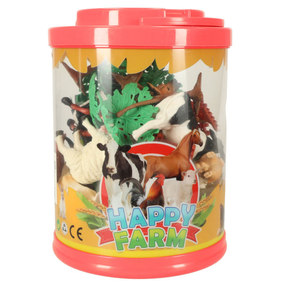 Sada 7 figúrok zvieratiek z farmy s podložkou a doplnkami Inlea4Fun HAPPY FARM