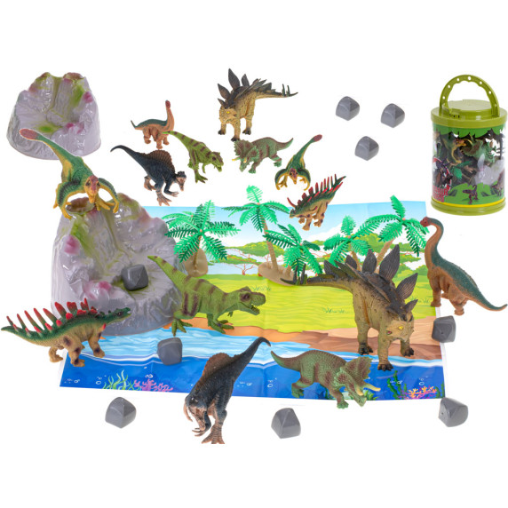 Dinoszaurusz figura készlet színes alátéttel és kiegészítőkkel Inlea4Fun DINOSAUR WORLD