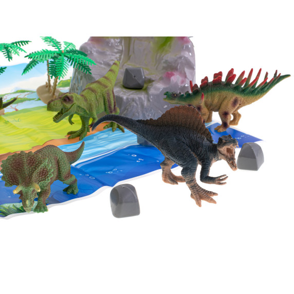 Dinoszaurusz figura készlet színes alátéttel és kiegészítőkkel Inlea4Fun DINOSAUR WORLD