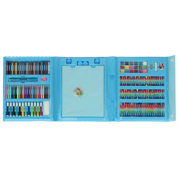 Maliarska súprava v kufríku 208 prvkov Inlea4Fun SUPER MEGA ART SET - modrá