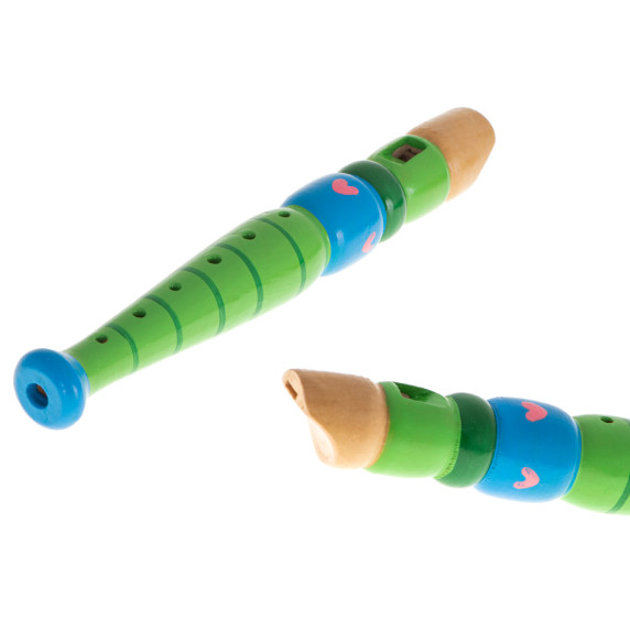 Fa fuvola iskolai hangszer 20 cm - Kék/zöld
