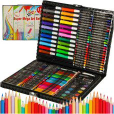 Maliarska sada v kufríku 168 prvkov Inlea4Fun SUPER MEGA ART SET - 