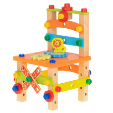 Set de construcție cub din lemn pentru scaun de atelier cu 49 de elemente - Inlea4Fun - 