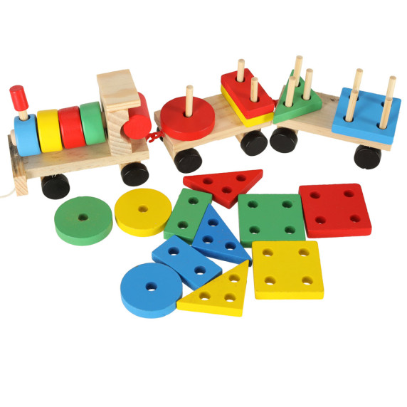 Trenuleți cu forme geometrice 30 cm - Geometric Building Block Car