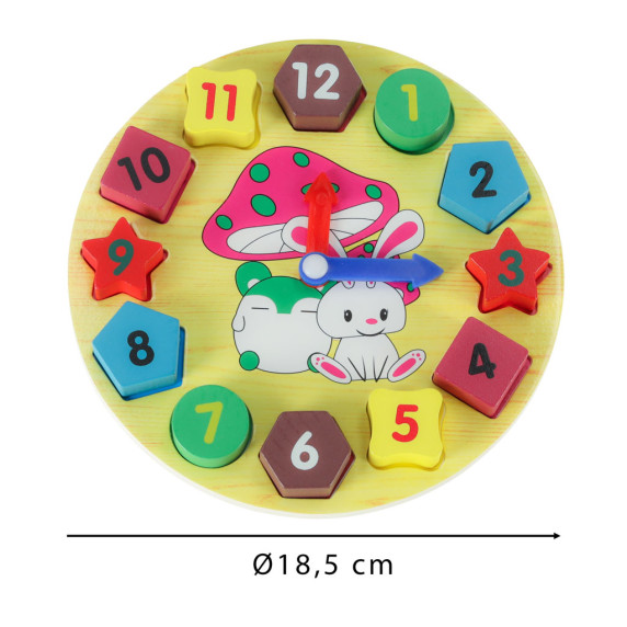 Formaillesztő fa játék óra 18cm