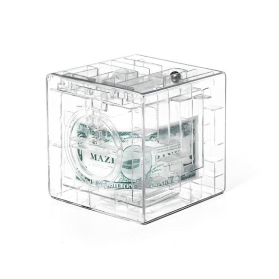 Pușculiță labirint transparent 10cm