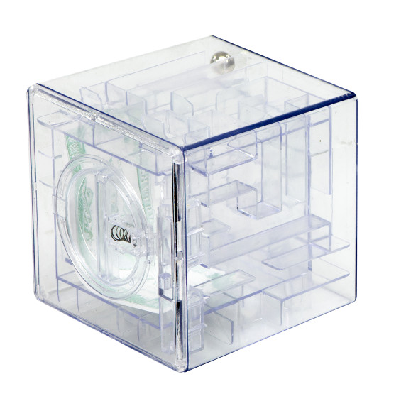 Pușculiță labirint transparent 10cm