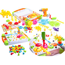 Set creativ de construcție cu șurubelniță 181 elemente - Inlea4Fun  GEAR PLATTER - 