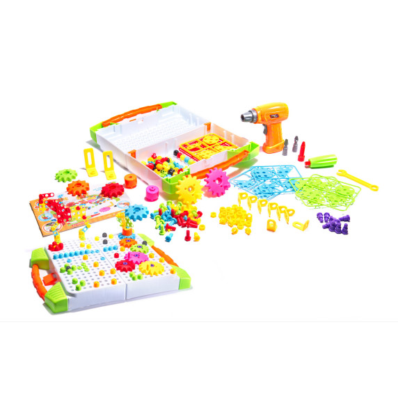 Set creativ de construcție cu șurubelniță 181 elemente - Inlea4Fun  GEAR PLATTER