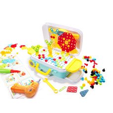 Set creativ de construcție cu șurubelniță 258 elemente - Inlea4Fun PORTABLE PLATTER - 