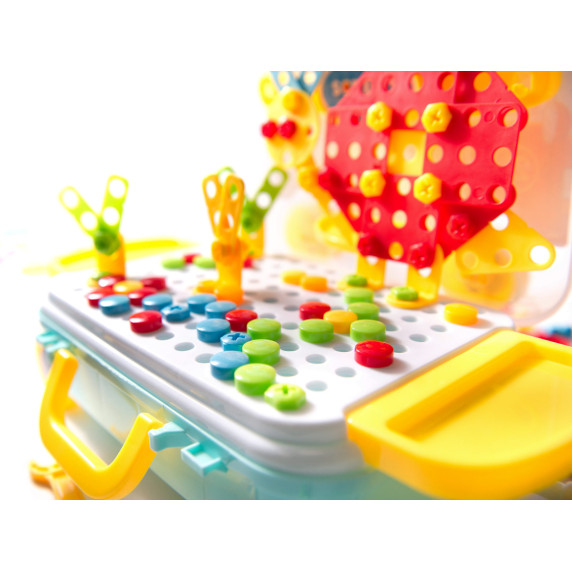 Set creativ de construcție cu șurubelniță 258 elemente - Inlea4Fun PORTABLE PLATTER