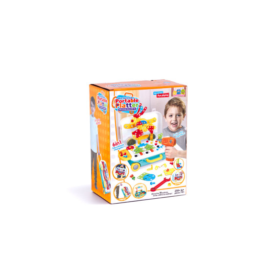 Set creativ de construcție cu șurubelniță 258 elemente - Inlea4Fun PORTABLE PLATTER