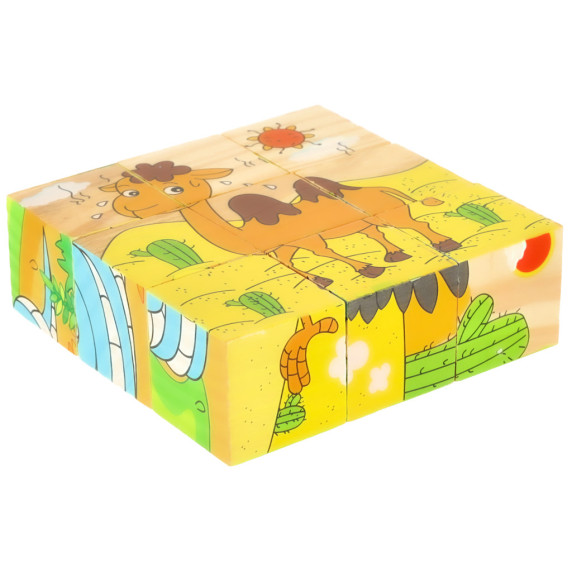 Puzzle educativ din lemn 9 piese - Inlea4Fun-  Safari