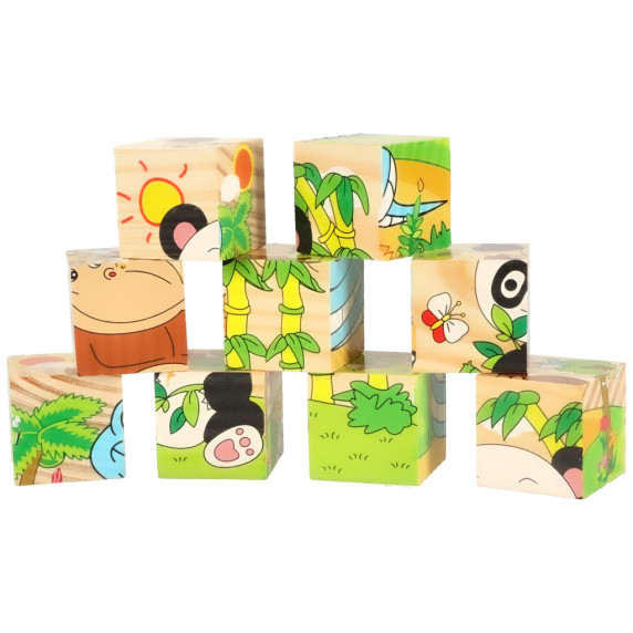 Puzzle educativ din lemn 9 piese - Inlea4Fun-  Safari