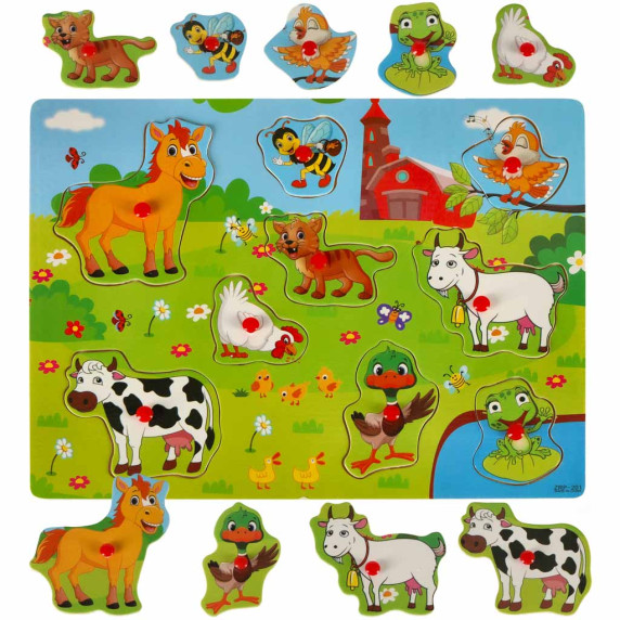 Fa kirakó, beillesztő játék 9 darabos Inlea4Fun - Farm
