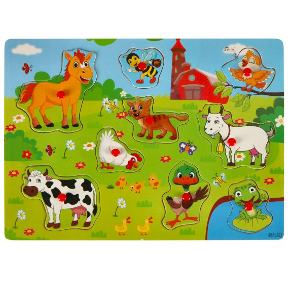 Fa kirakó, beillesztő játék 9 darabos Inlea4Fun - Farm