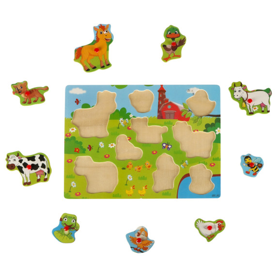 Fa kirakó, beillesztő játék 9 darabos Inlea4Fun - Farm