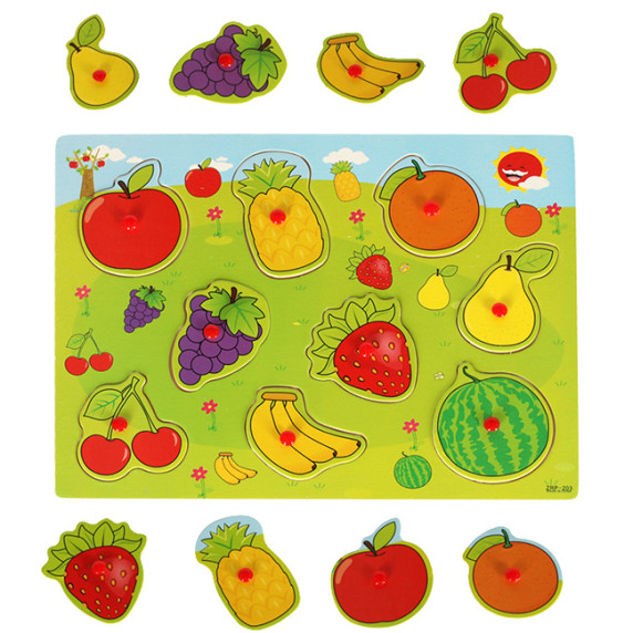 Fa kirakó puzzle 9 darabos Inlea4Fun - Gyümölcs