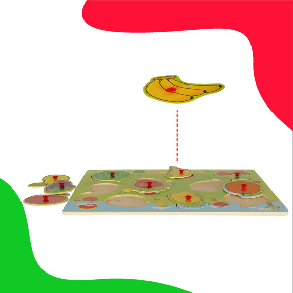 Fa kirakó puzzle 9 darabos Inlea4Fun - Gyümölcs