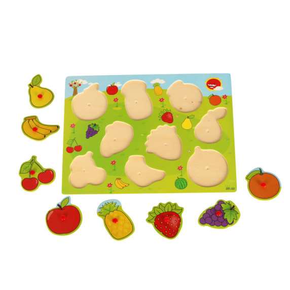 Fa kirakó puzzle 9 darabos Inlea4Fun - Gyümölcs