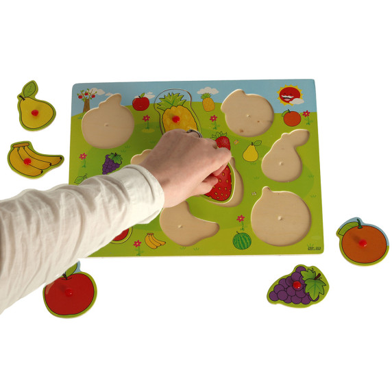 Fa kirakó puzzle 9 darabos Inlea4Fun - Gyümölcs