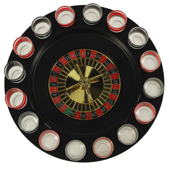 Pálinka rulett, ivós társasjáték 16 db pohárral Drinking Roulette Set