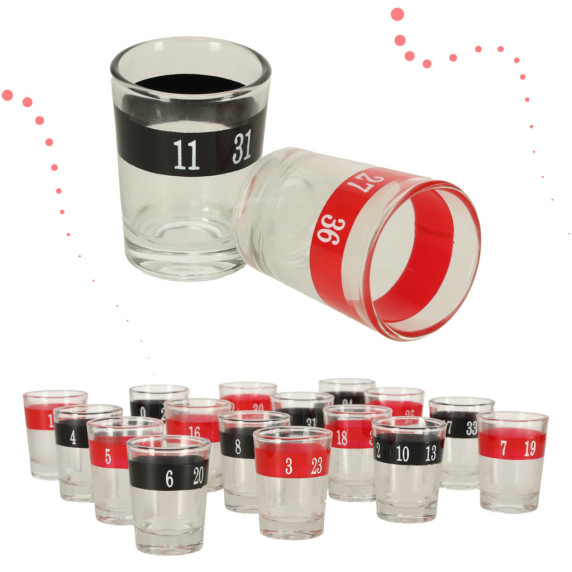 Pálinka rulett, ivós társasjáték 16 db pohárral Drinking Roulette Set