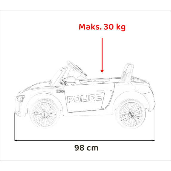 Elektromos kisautó Audi R8 Spyder Police - rendőrautó